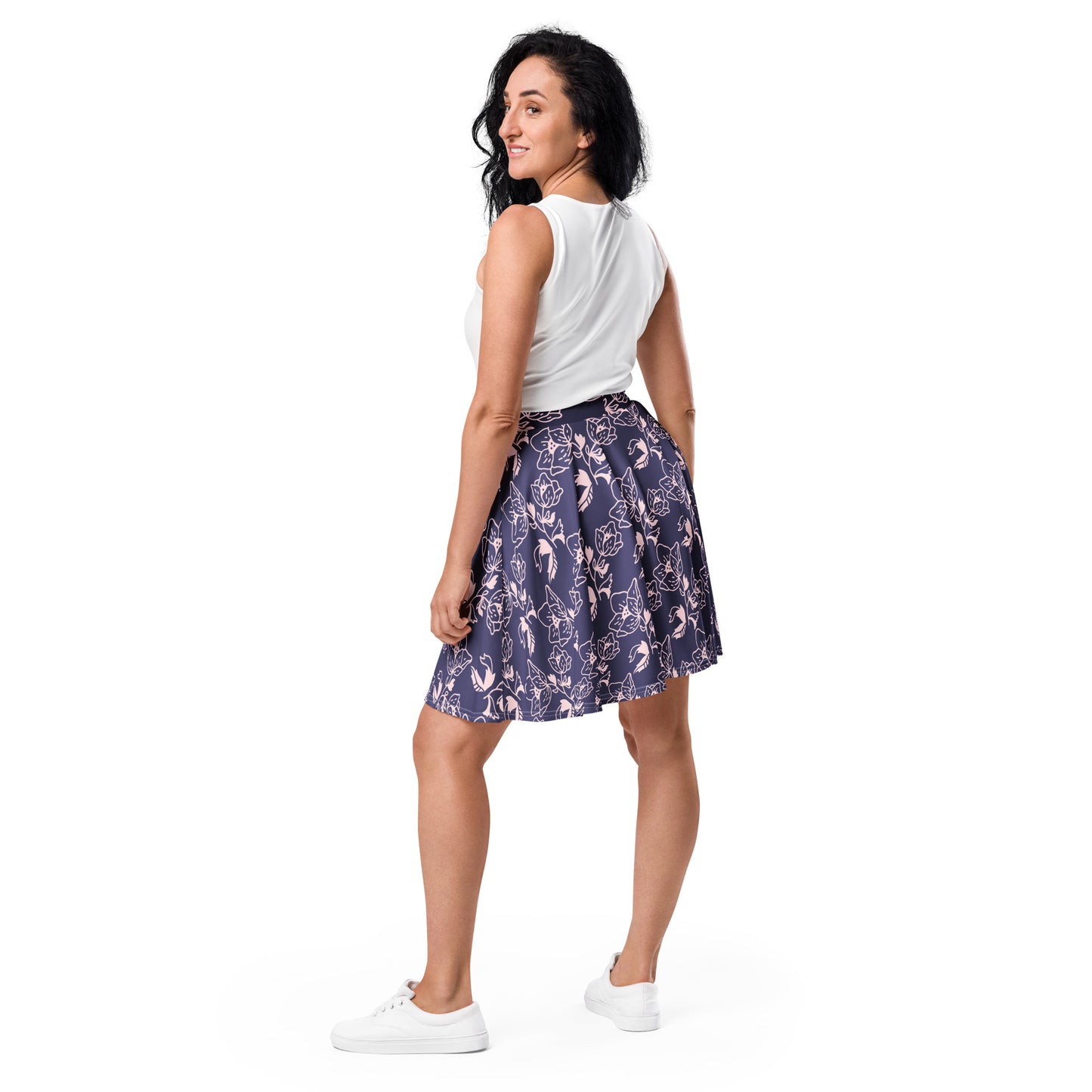 Falda Skater Azul con Flores : élégance et commodité dans chaque tour 🌸💙