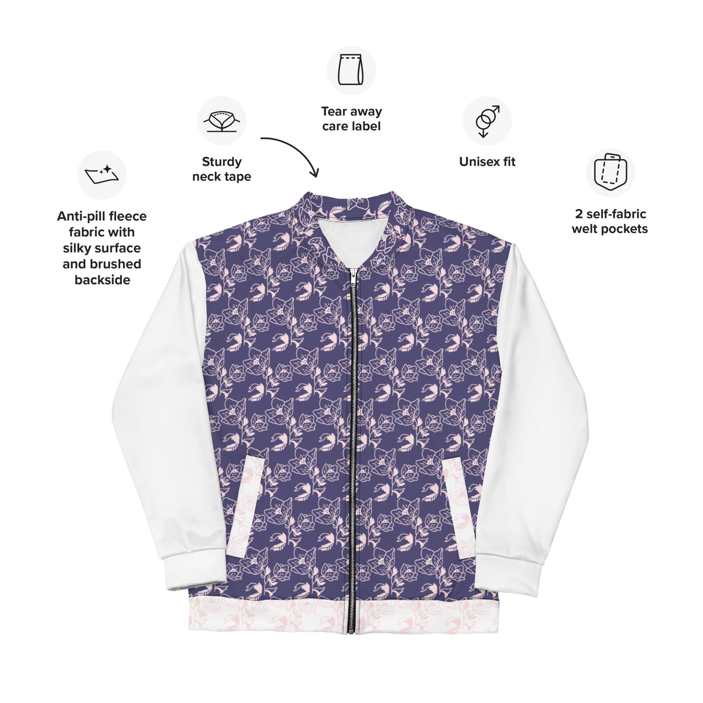 Chaqueta Bomber Floral con Mangas Blancas: Estilo y Frescura en Cada Atuendo 🌸🤍