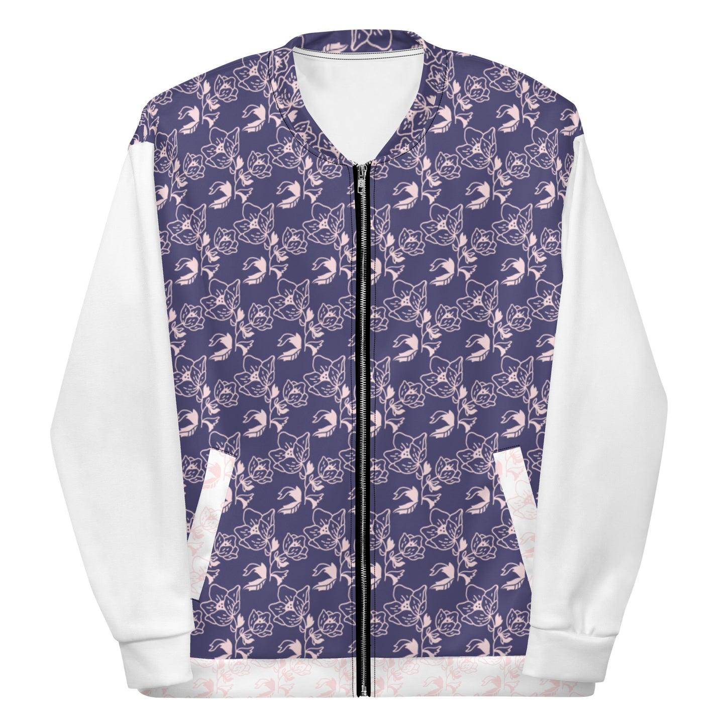 Chaqueta Bomber Floral con Mangas Blancas: Estilo y Frescura en Cada Atuendo 🌸🤍