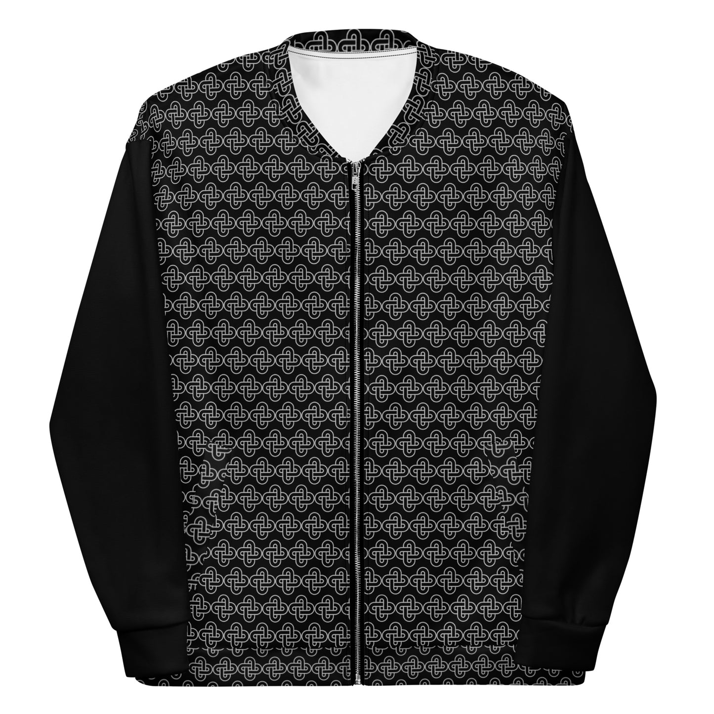 Chaqueta Bomber Negra All Over Unisex: Élégance en Contraste avec Detalles Plateados 🖤🌟
