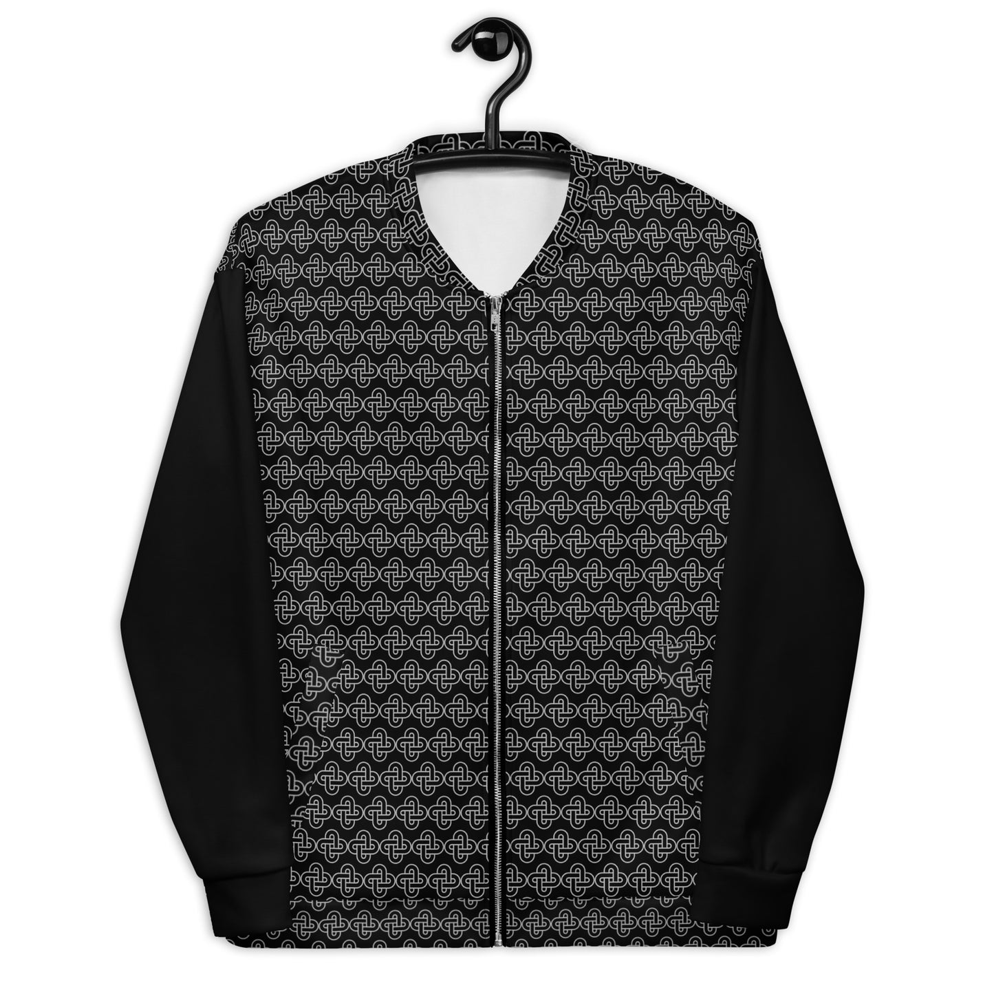 Chaqueta Bomber Negra All Over Unisex: Élégance en Contraste avec Detalles Plateados 🖤🌟