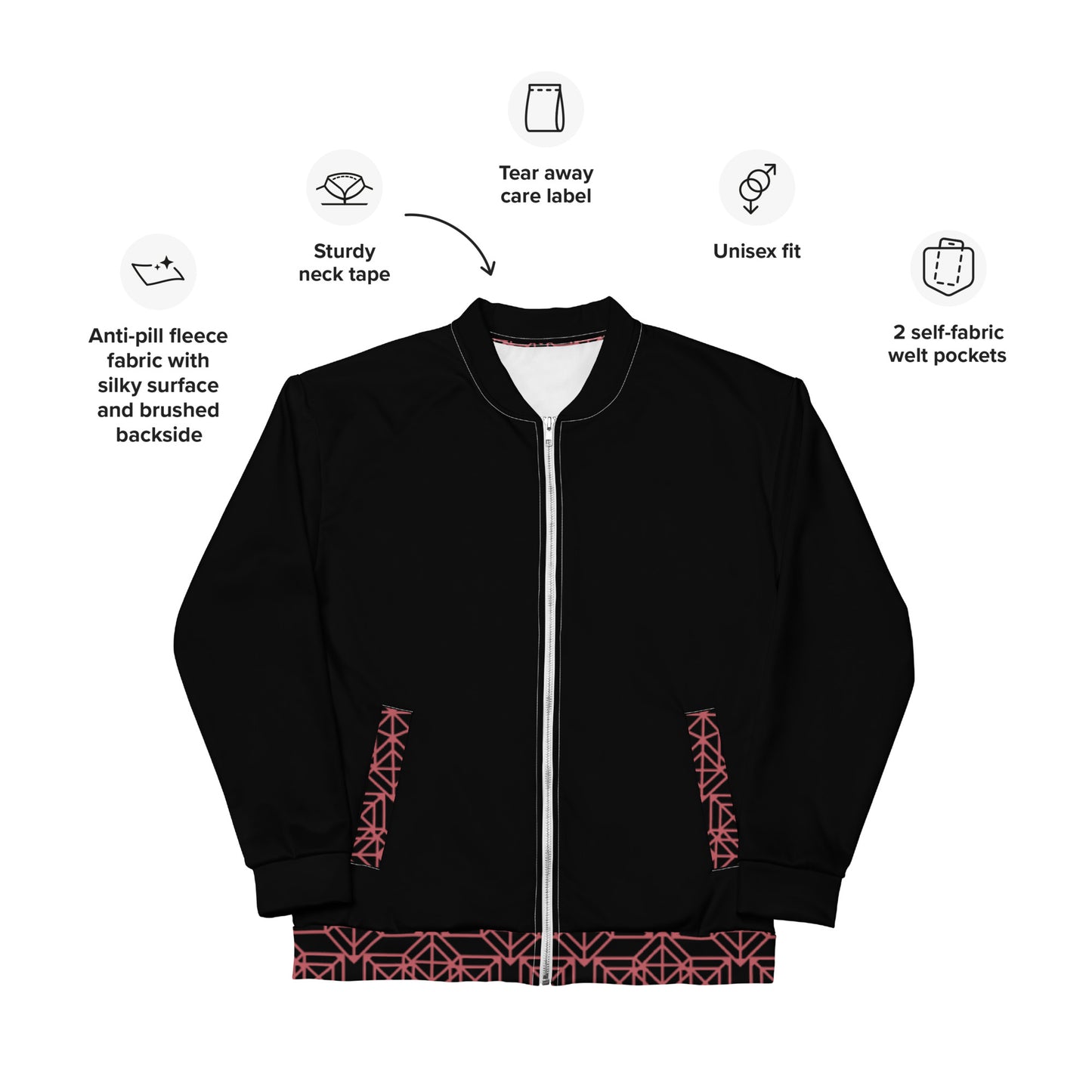 Chaqueta bomber Geométrica V3 Negro y Carmesí
