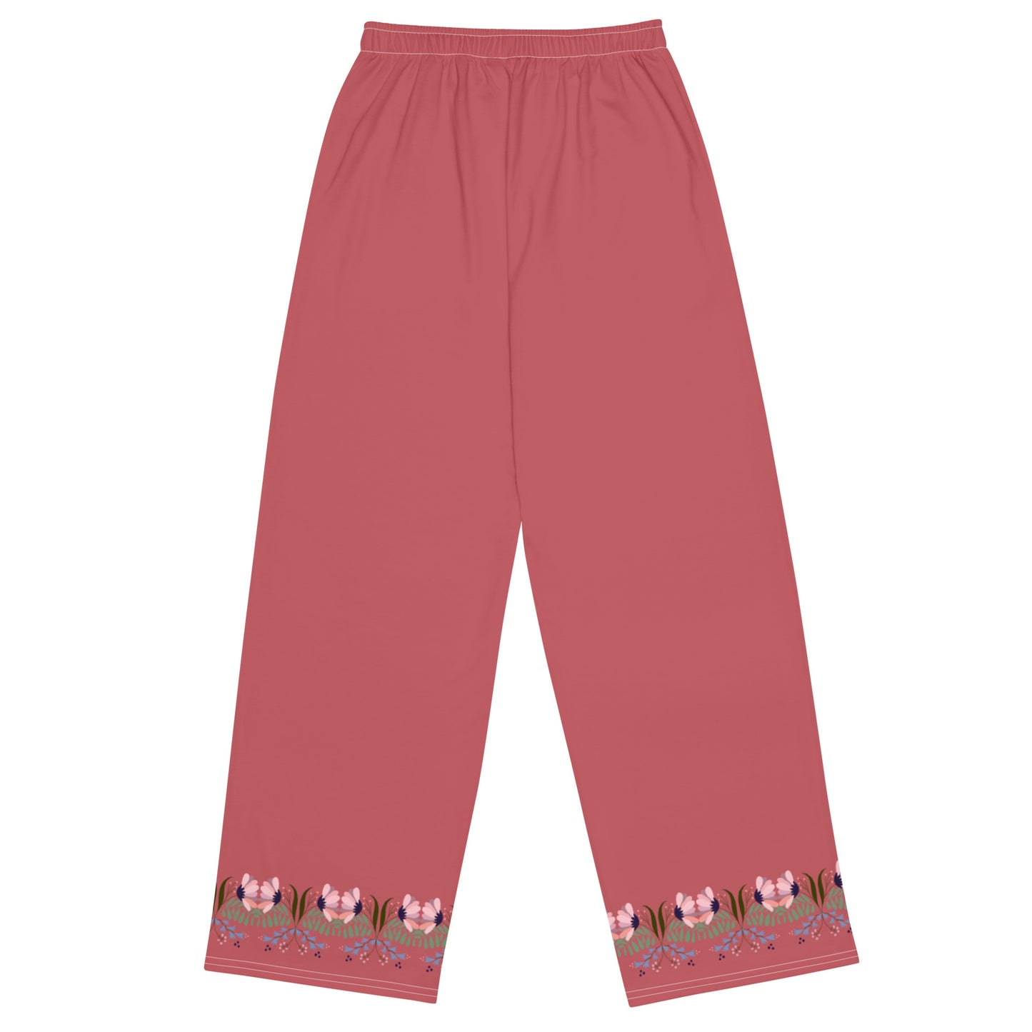 Pantalon ancho carmesí con flores