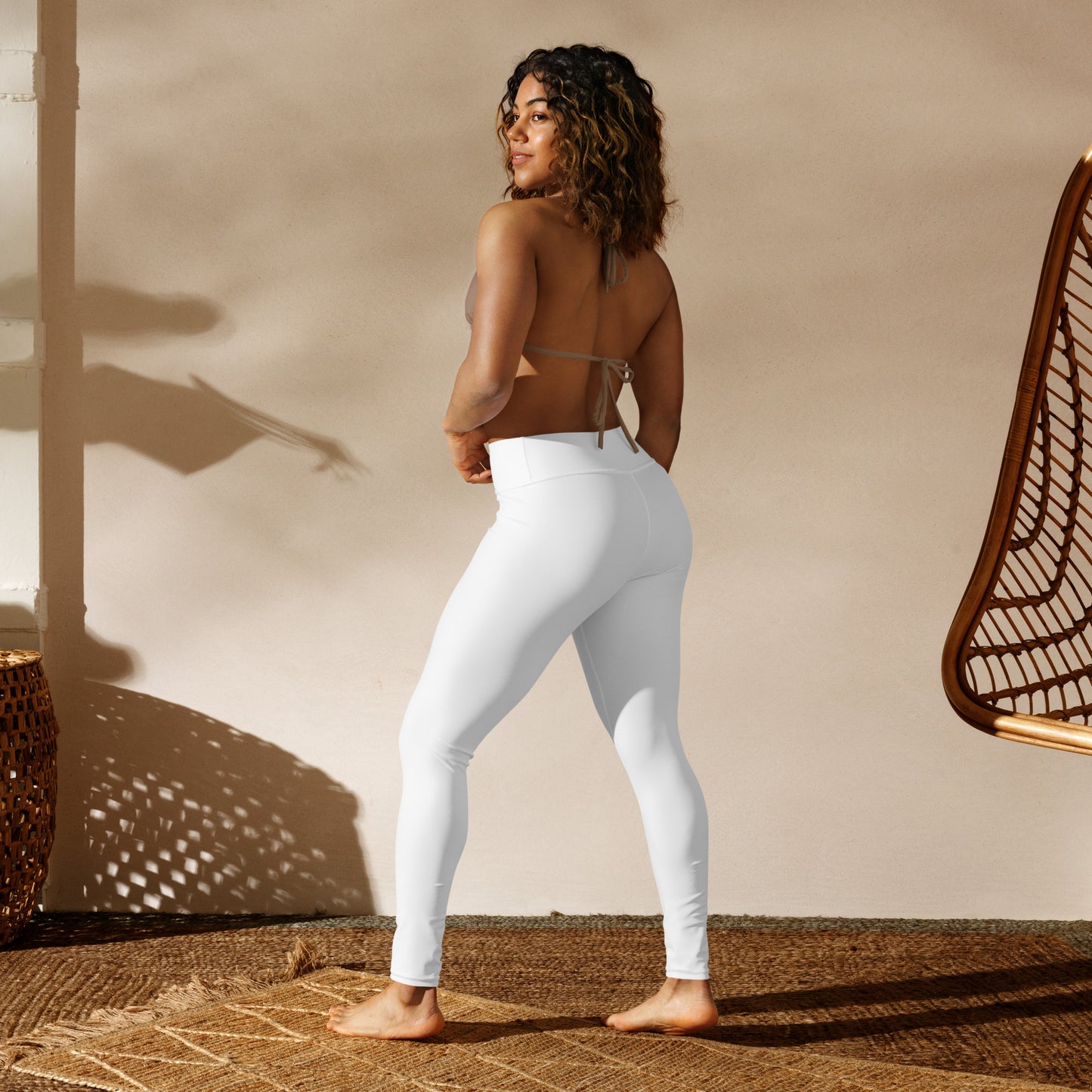 Leggings con bolsillo blanco de yoga