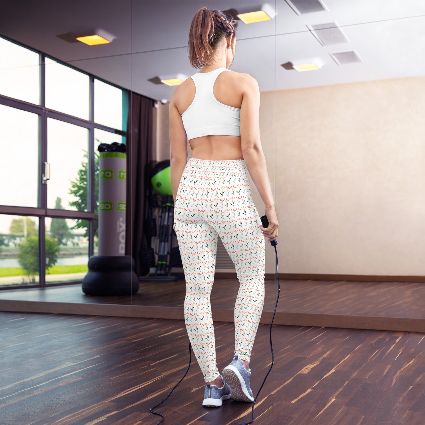Leggings de yoga blanco con flores
