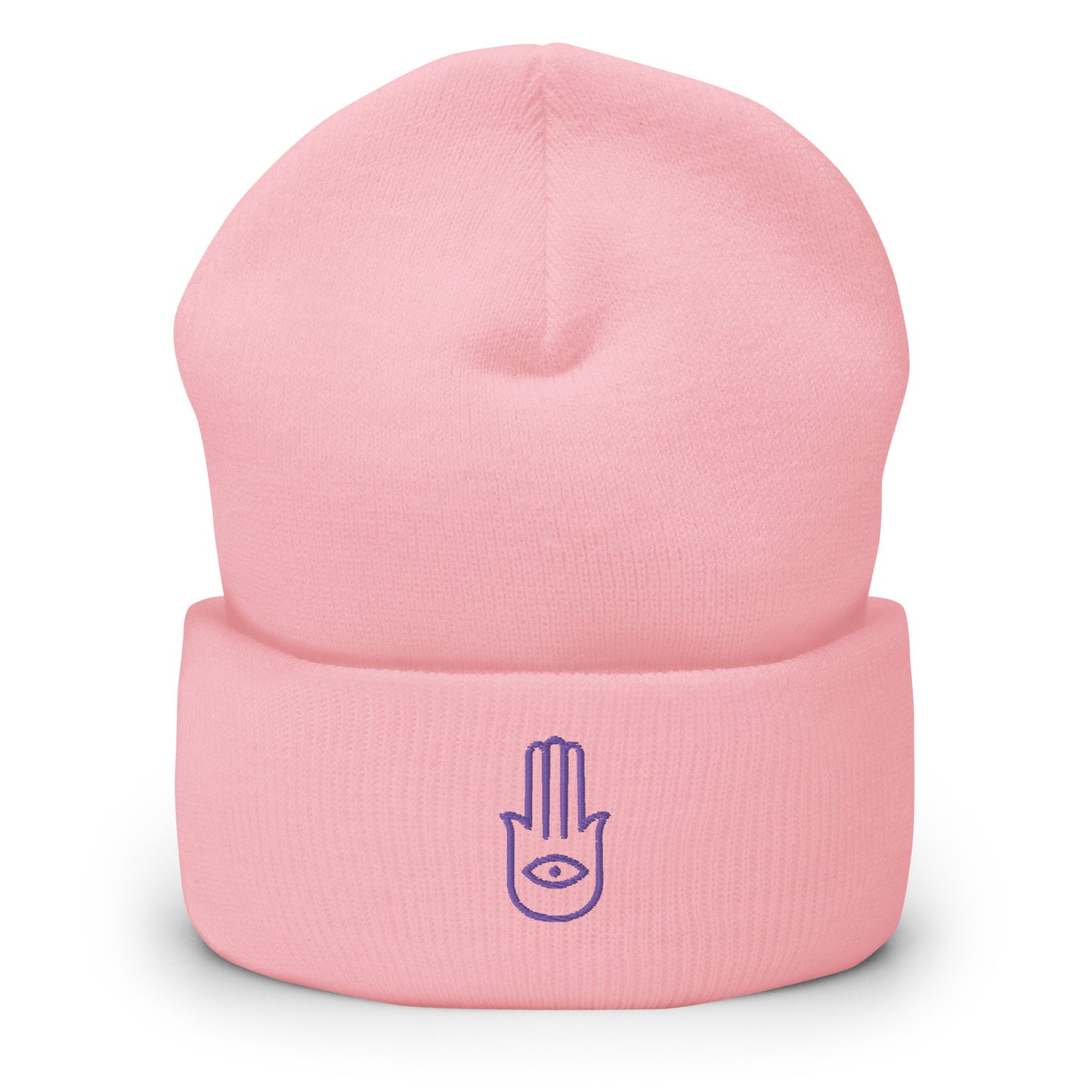 Gorro con borde vuelto con diseño de mano