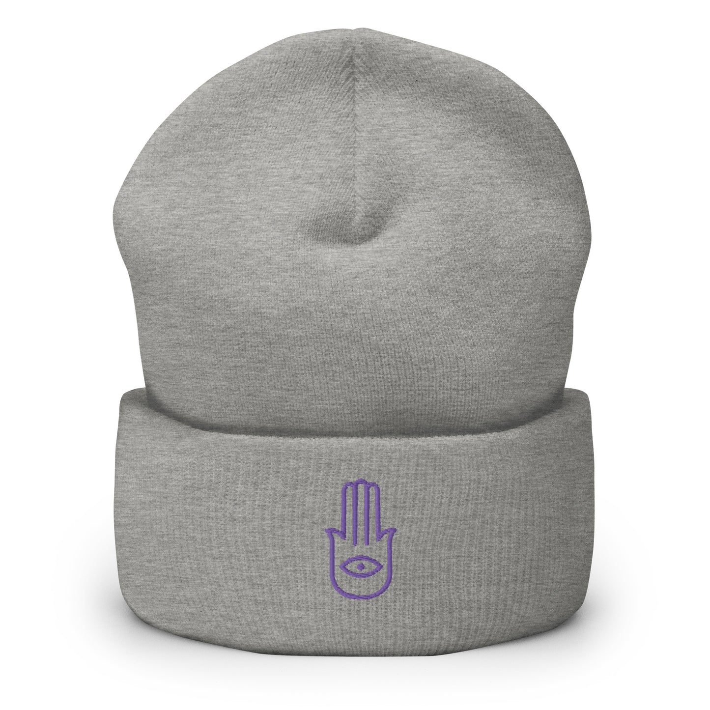 Gorro con borde vuelto con diseño de mano