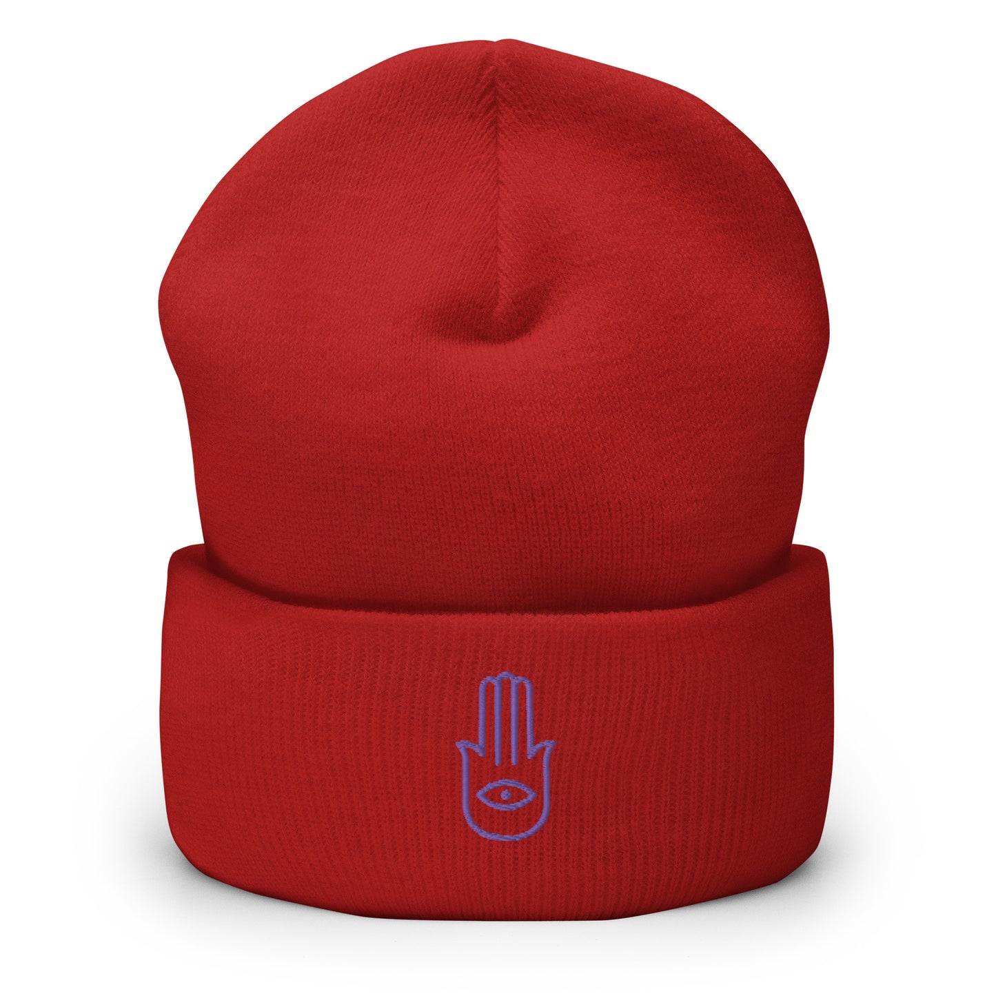 Gorro con borde vuelto con diseño de mano