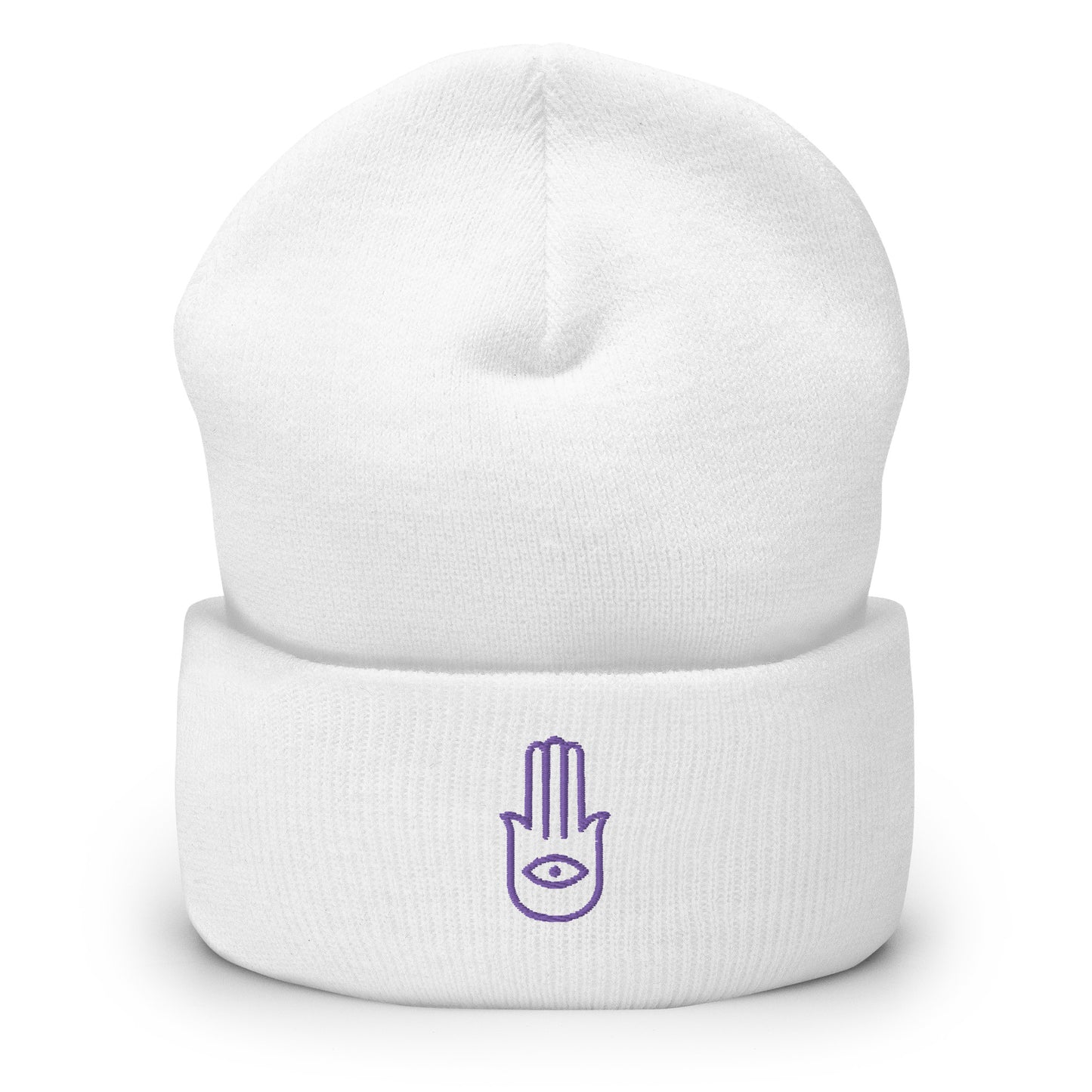 Gorro con borde vuelto con diseño de mano