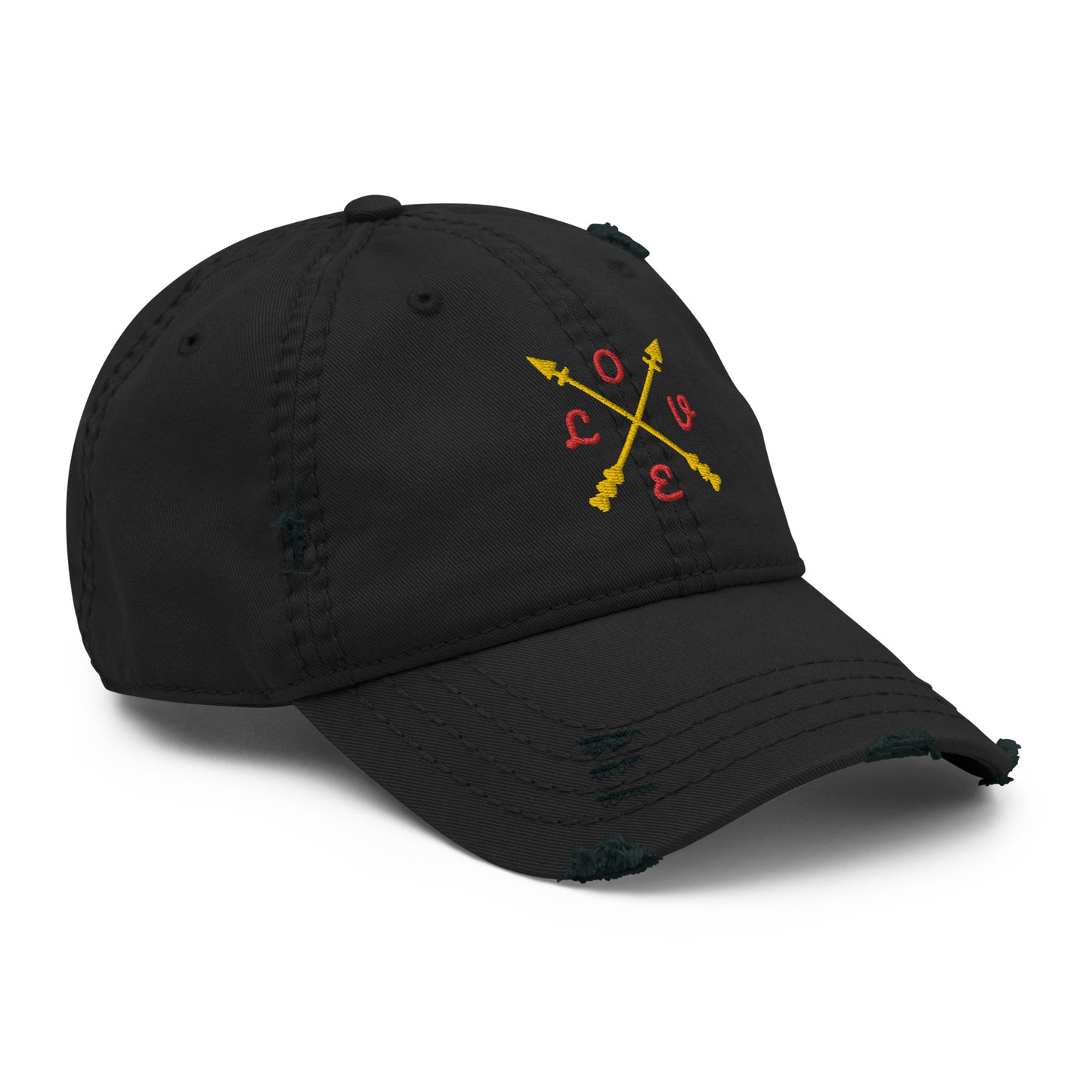 Gorra desgastada con diseño de flechas y LOVE