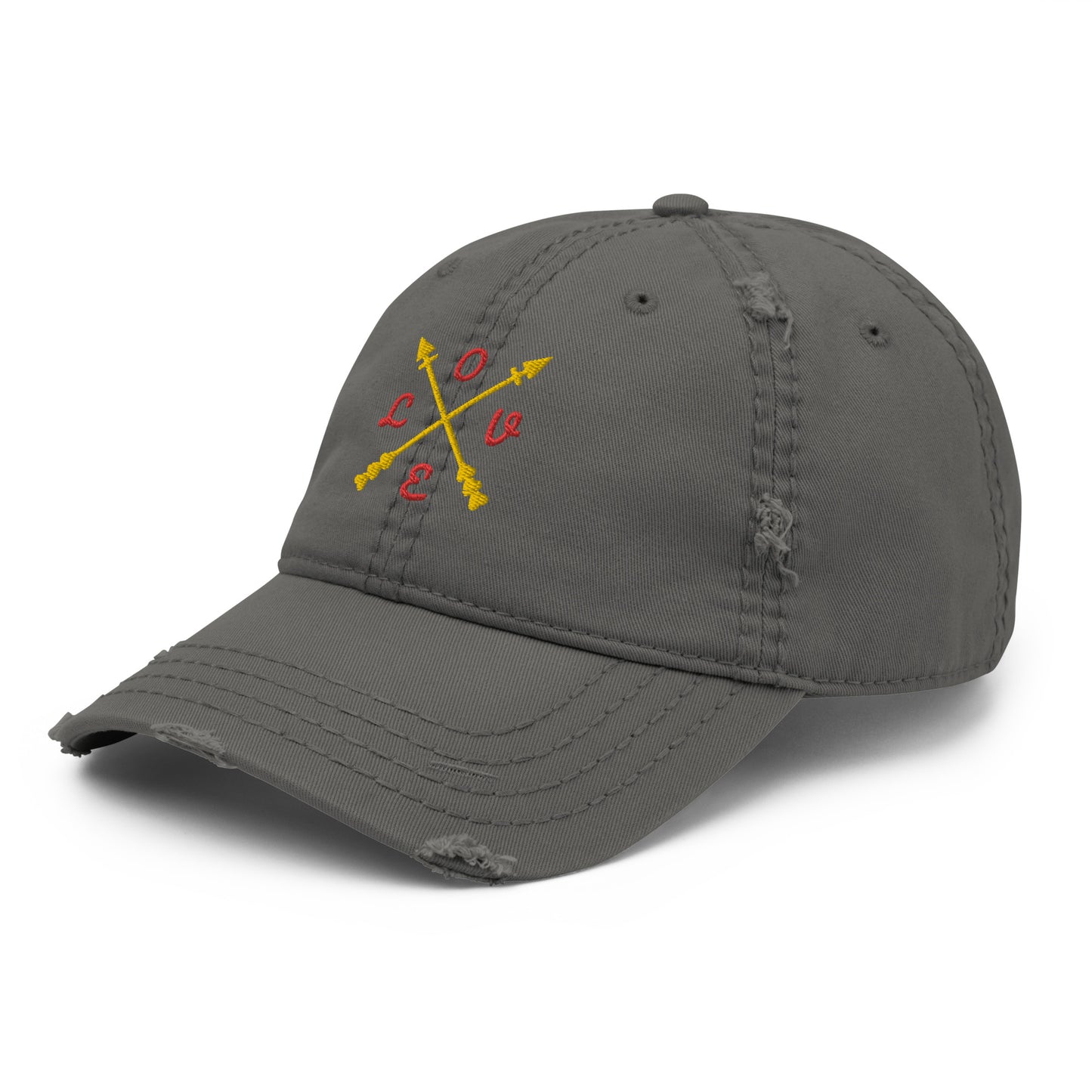 Gorra desgastada con diseño de flechas y LOVE