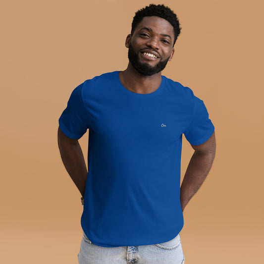Om Sutil Hombre: Camiseta con Bordado Plateado para Él