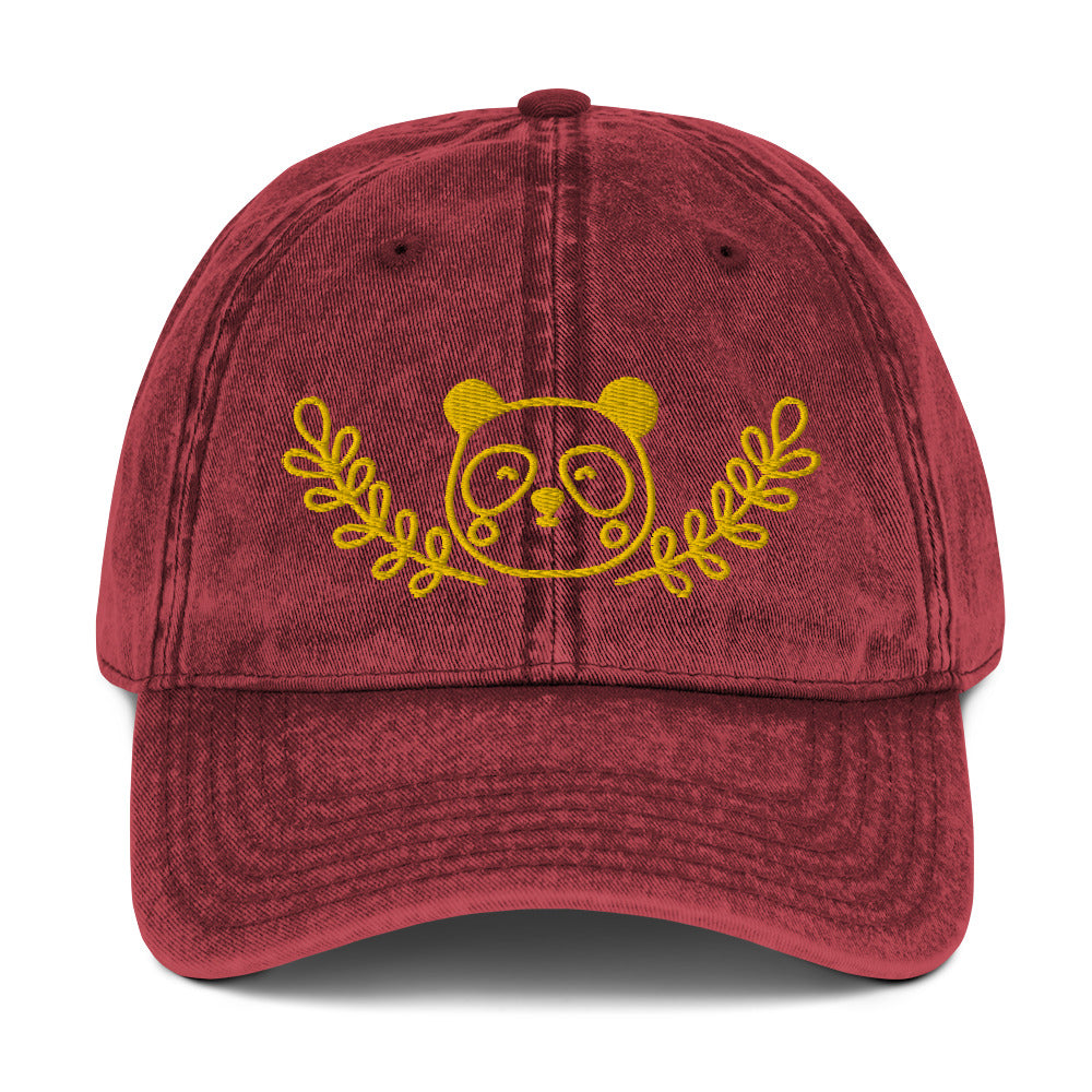 Gorra sarga algodón vintage con diseño de panda
