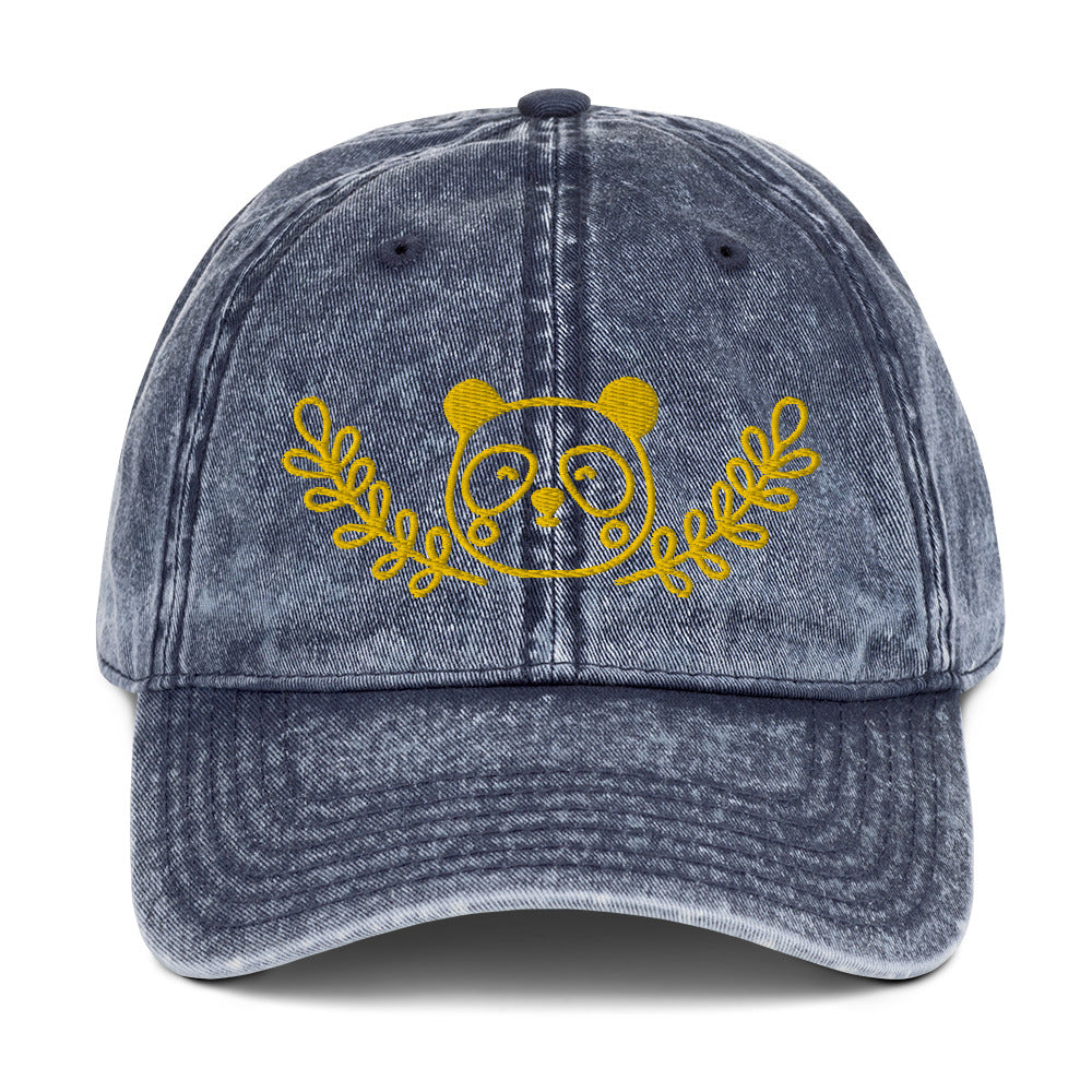 Gorra sarga algodón vintage con diseño de panda