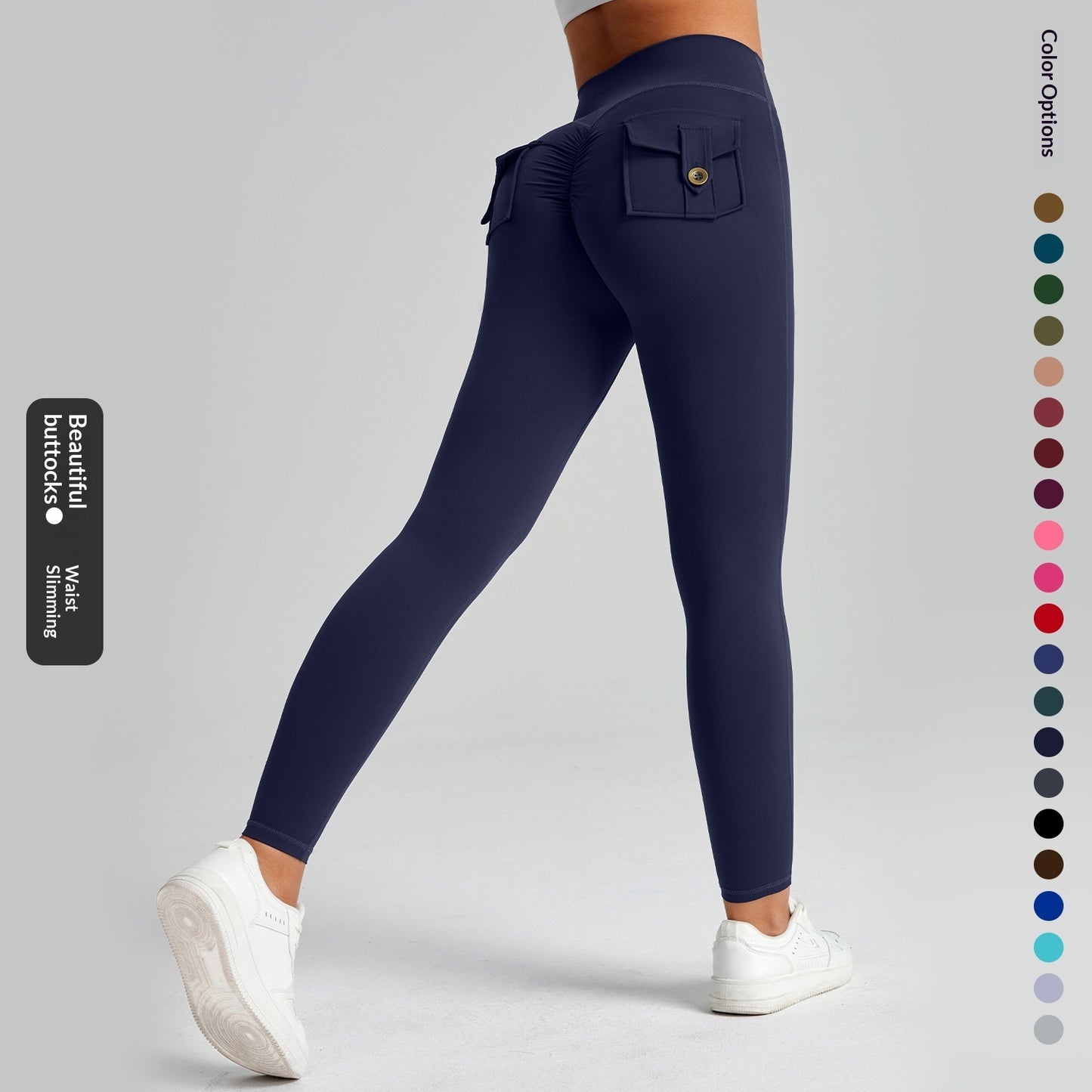 Leggings Fitness Cintura Alta Efecto Lifting con Bolsillos | 25 Colores