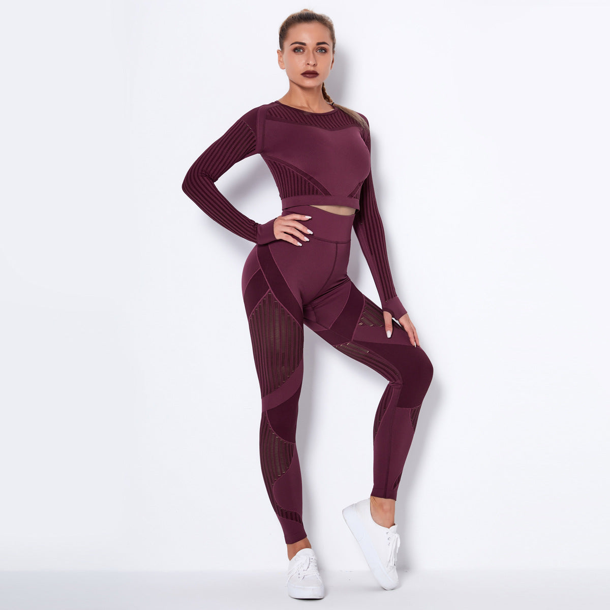 Conjunto Deportivo Seamless Mujer Manga Larga | Yoga & Fitness · 11 Diseños Disponibles