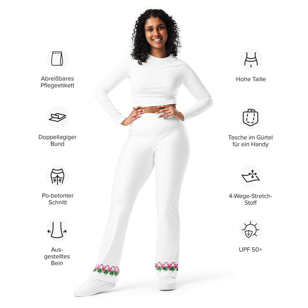 Leggings acampanado blanco con flores