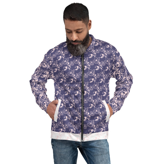 Chaqueta Bomber Unisex Azul con Diseño de Flores: Estilo Colorido y Versátil 🌸🧥