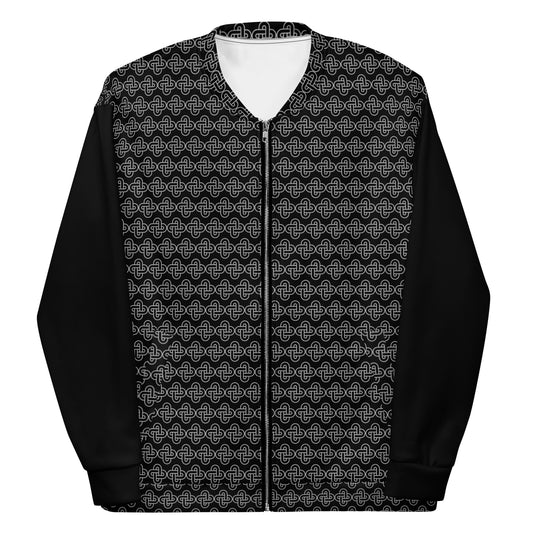 Chaqueta Bomber Negra All Over Unisex: Élégance en Contraste avec Detalles Plateados 🖤🌟