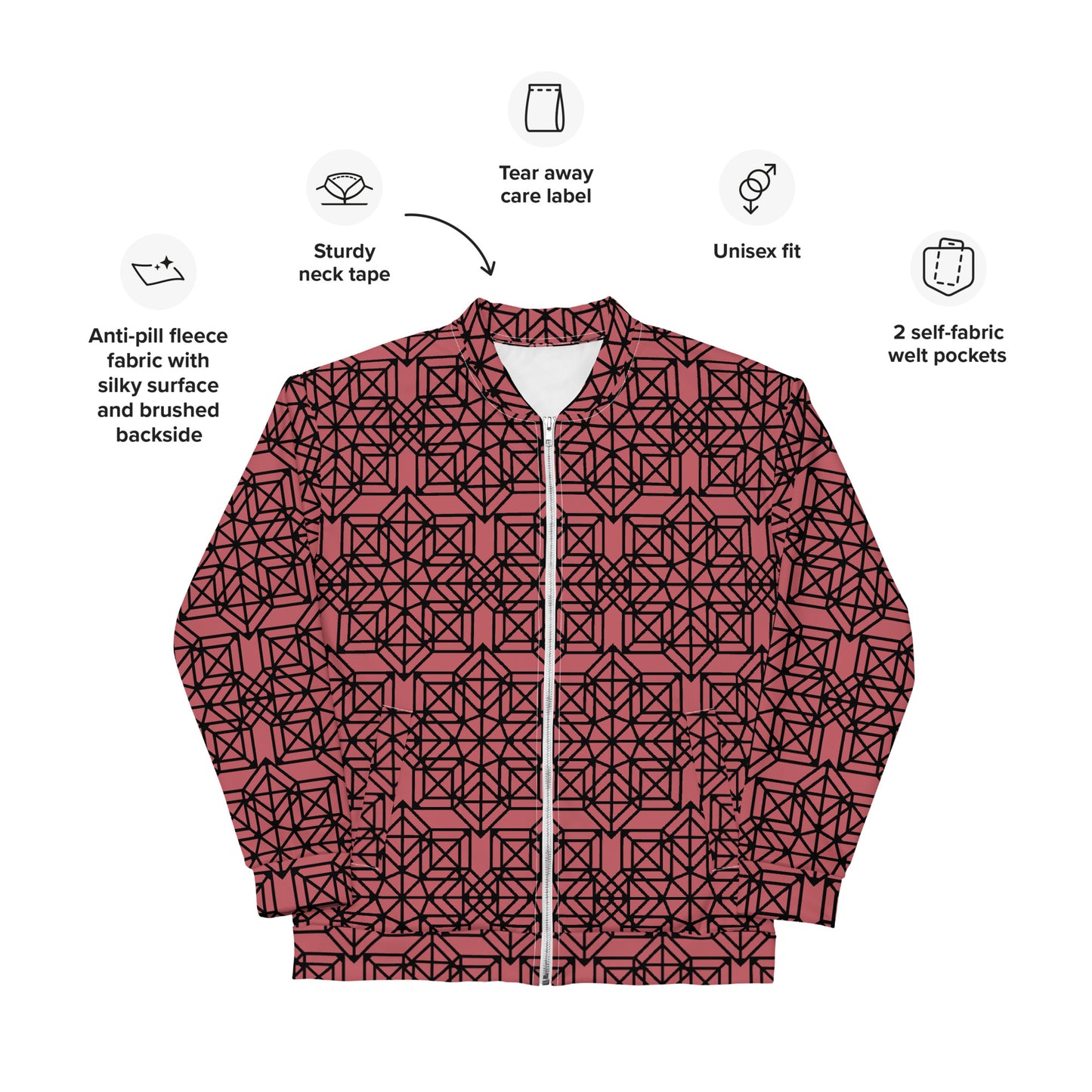 Geometrica V1.1 Crimson and Black Bomber Jacket