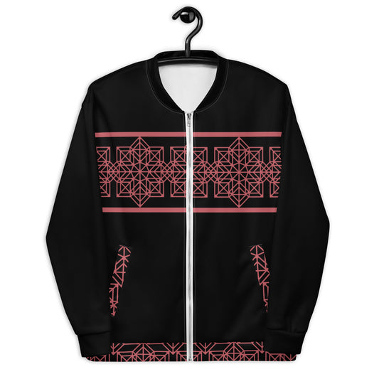 Geometric Bomber Jacket V2.2 Black and Crimson