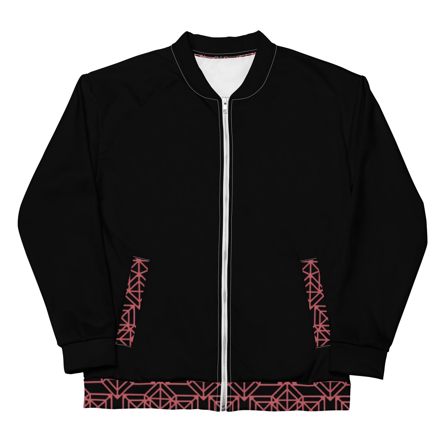 Geometric V3 Bomber Jacket Black and Crimson