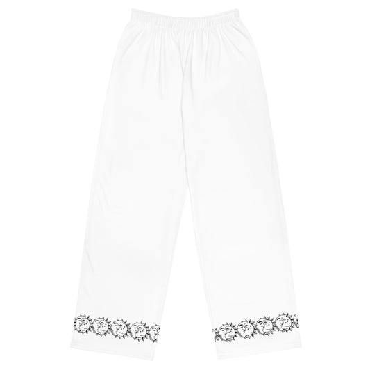 Pantalon ancho blanco con sol y luna