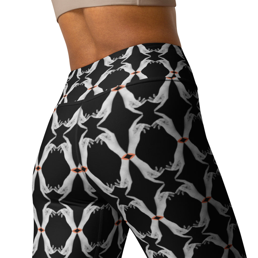 Black yoga leggings with accents