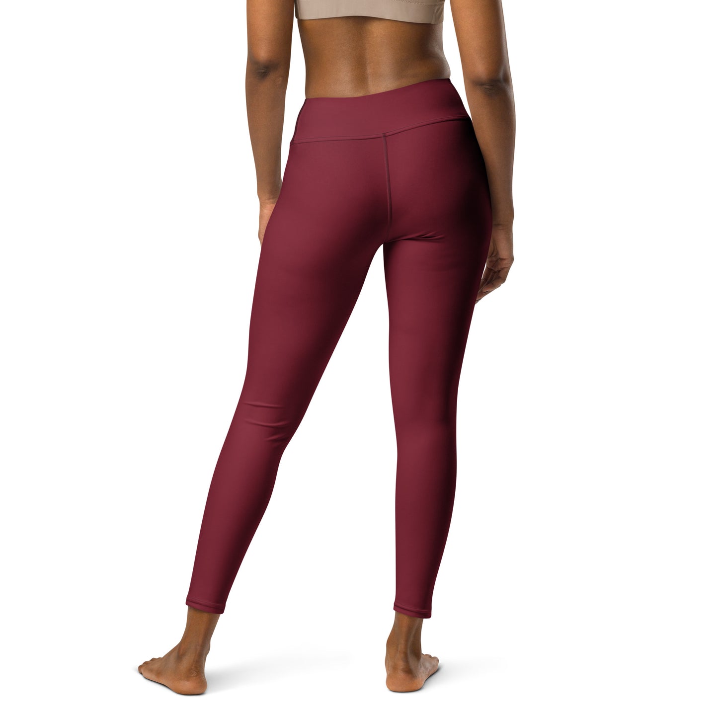 Burgundy yoga leggings with pocket