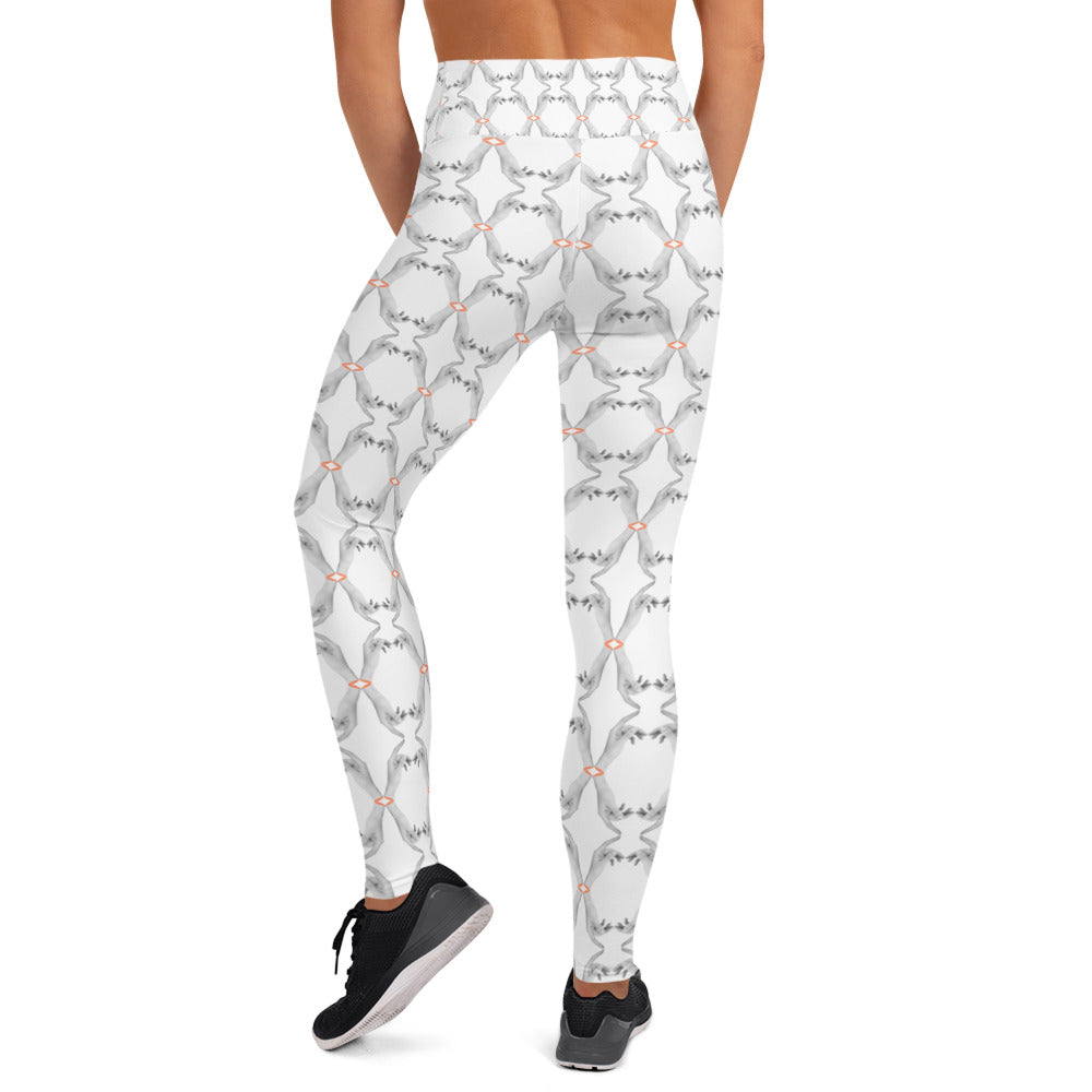 White yoga leggings with accents