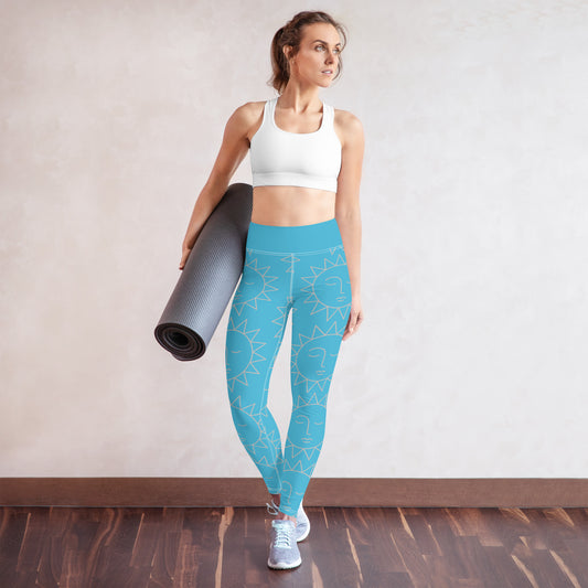 Leggings Azul Capri de yoga con estilo fresco y bolsillo