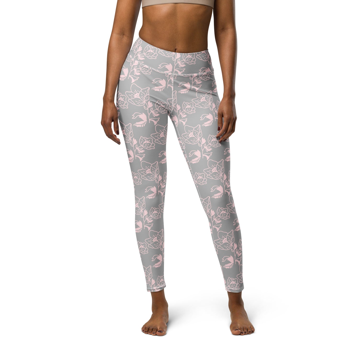 Leggings de Yoga Plata con Flores: Elegancia y Estilo en Cada Pose 🌸🌟 (Incluye Bolsillo)