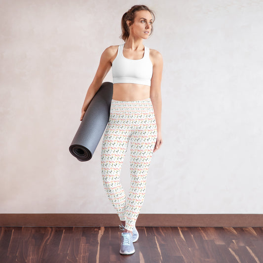 Leggings de yoga blanco con flores