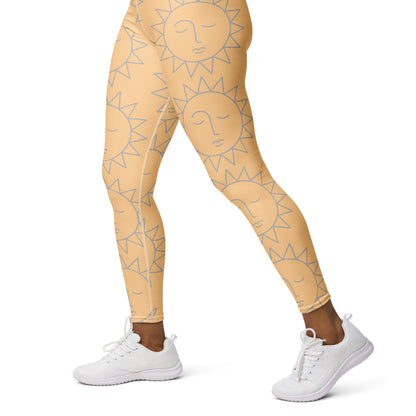 Frangipani Yoga Leggings: Tropical Elegance with Pocket