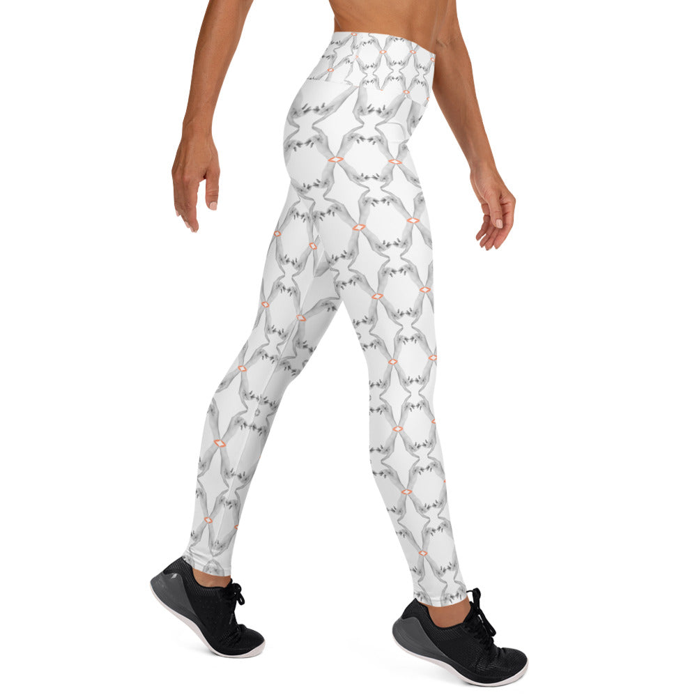 White yoga leggings with accents