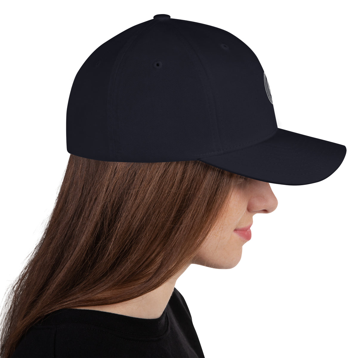Gorra Om mini bordada azul marino, lateral derecho