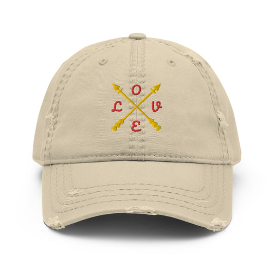 Distressed cap with arrows and LOVE design