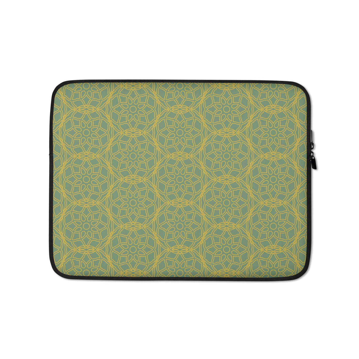 Funda para portátil verde con oro viejo - mandala