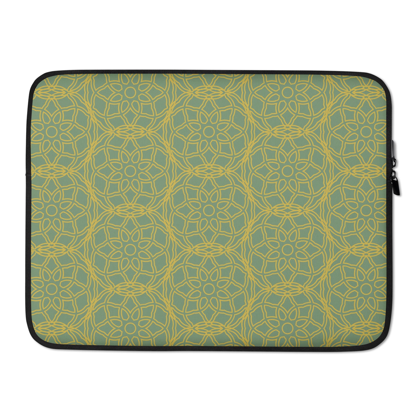 Funda para portátil verde con oro viejo - mandala