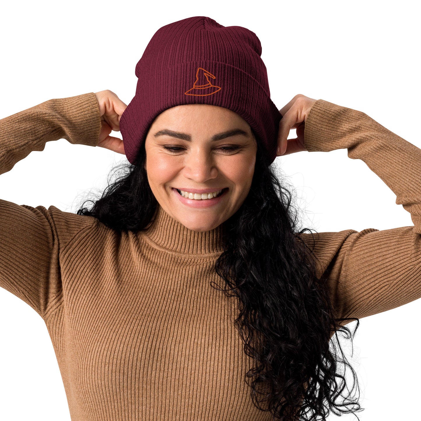 Gorro de Punto Canalé Orgánico con Diseño de Sombrero de Bruja Halloween