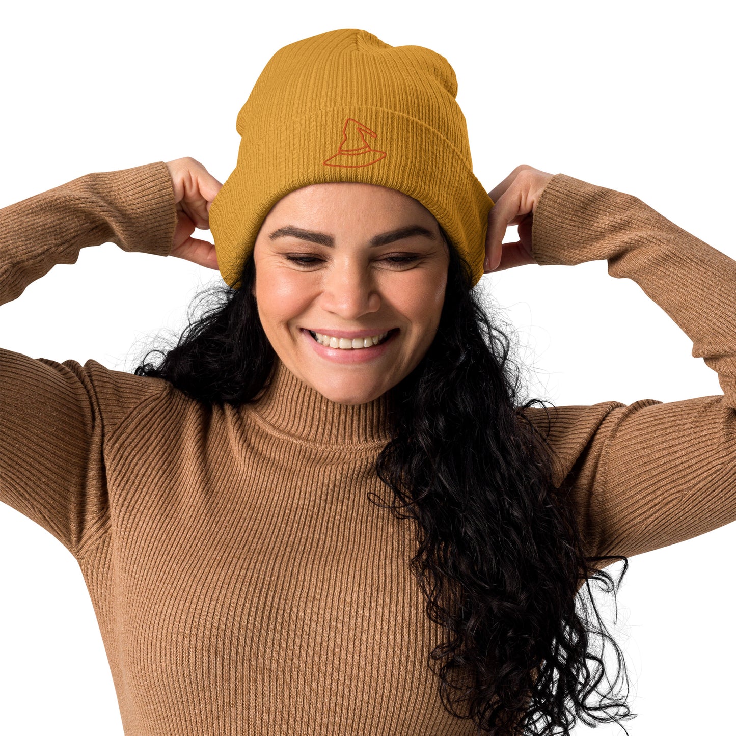 Gorro de Punto Canalé Orgánico con Diseño de Sombrero de Bruja Halloween