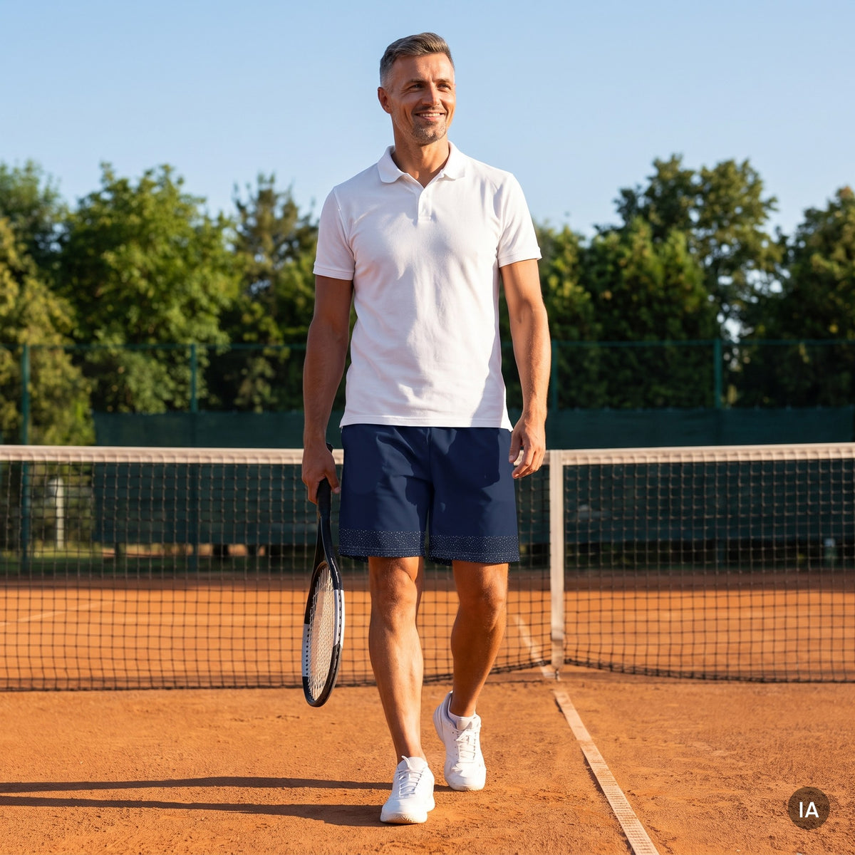 Pantalón corto de deporte — Azul Marino Estrellas — imagen generada con IA a partir de la foto real del producto