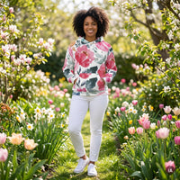 Sudadera con capucha diseño floral claro · 95 % poliéster reciclado