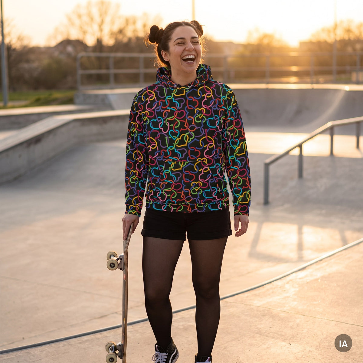 Sudadera con capucha Full Love — Om Domo — imagen generada con IA a partir de la foto real del producto
