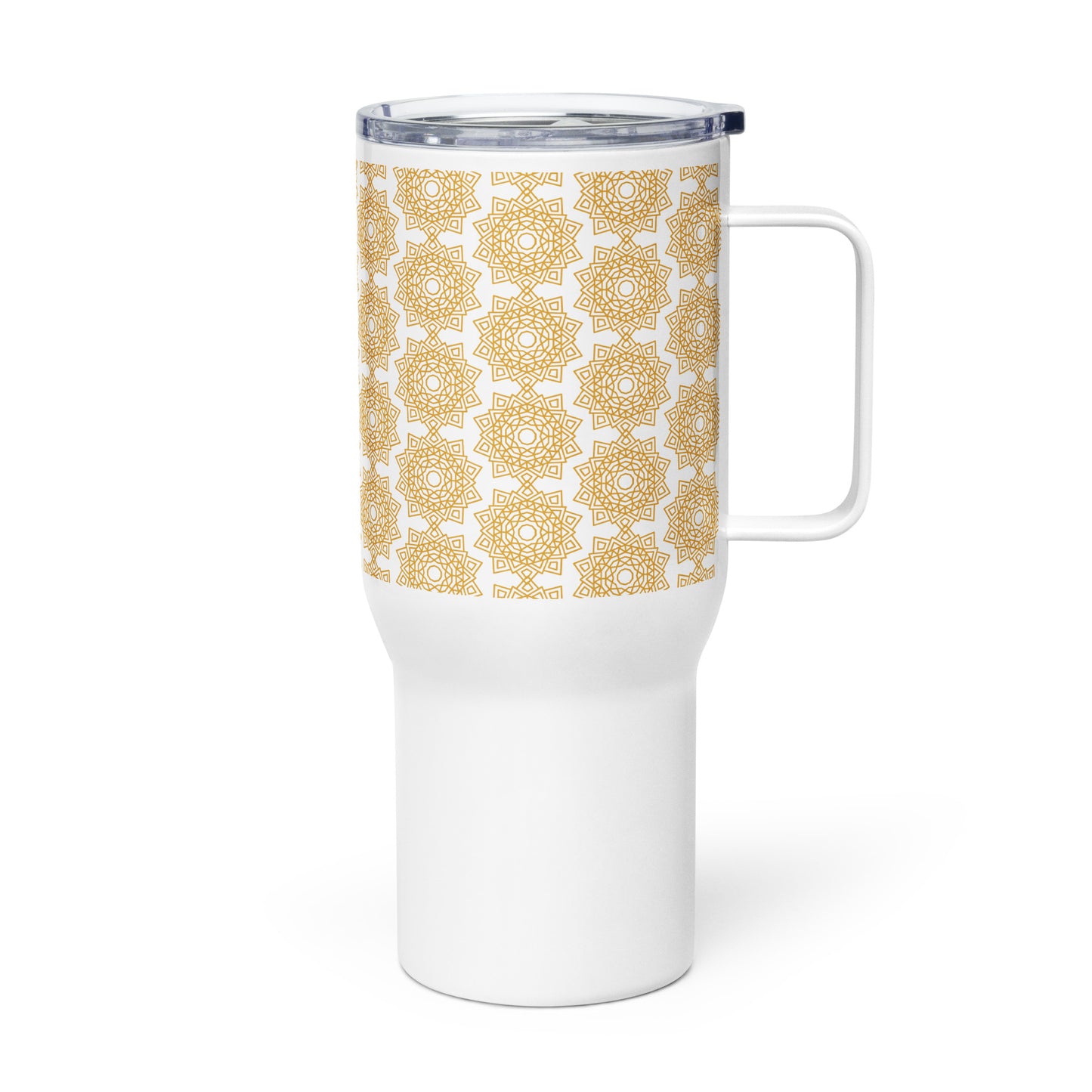 Thermos with handle and mandala design