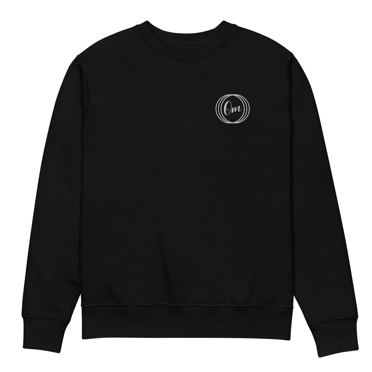 Sudadera Om bordada negra de algodón orgánico, delante
