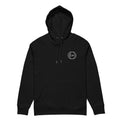 Sudadera con capucha Om bordada negra de algodón orgánico, delante