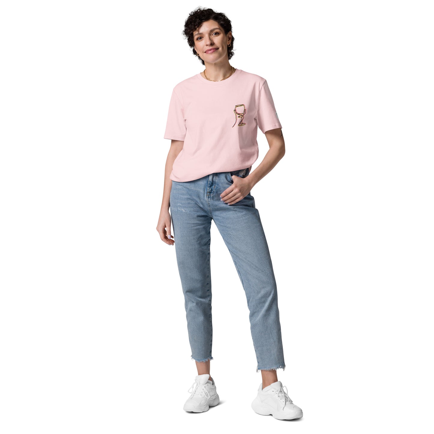 Camiseta Unisex con Estampado de Copa de Vino – Algodón Orgánico en Varios Colores y Estilo Elegante